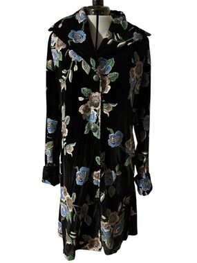 VINTAGE Viviana Gabeiras Velvet Floral Long Line Jacket
